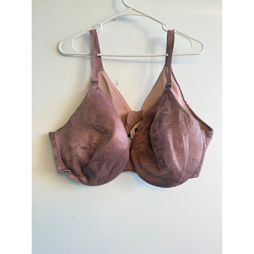 Cacique Mauve Floral Jacquard Underwire Full Coverage‎ Bra 46D 2387